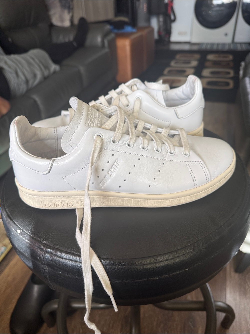 adidas White Leather Sneakers with Cream Sole